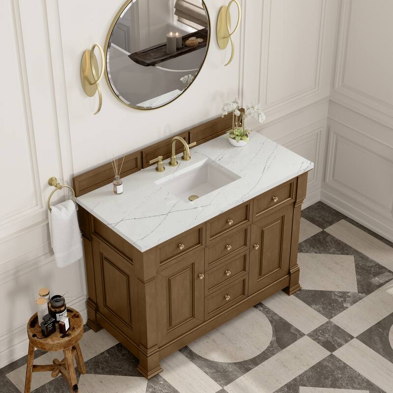 Brookfield 48" Single Vanity, Honey Oak w/FreePower Wireless Charger