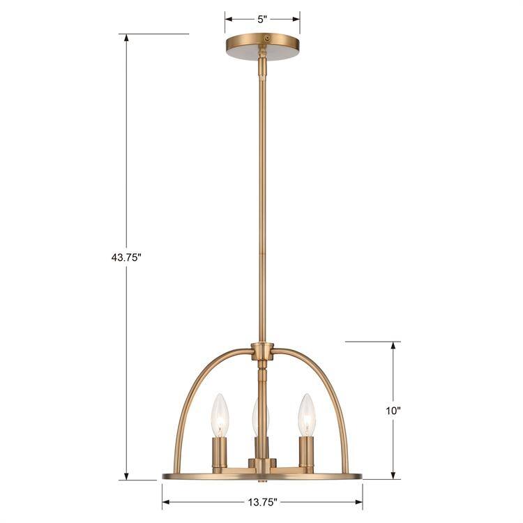 Abbott 3 Light Vibrant Gold Chandelier - 13.75'' W x 10'' H - 13.75'' W x 10'' H
