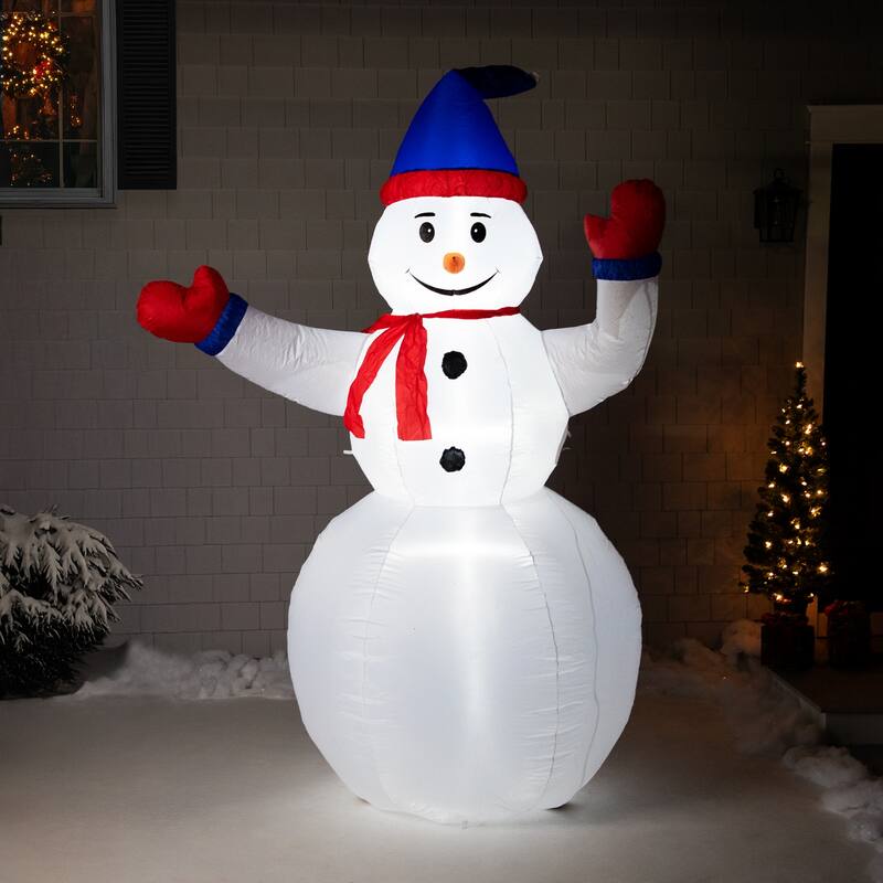 8' Animated Inflatable Lighted Standing Snowman Christmas Yard Decor