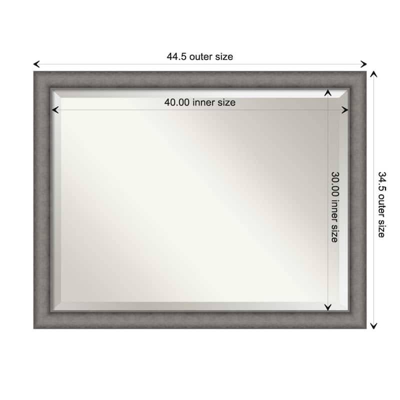 Burnished Concrete Beveled Wood Framed Wall Mirror - Burnished Concrete - Glass Size 40x30