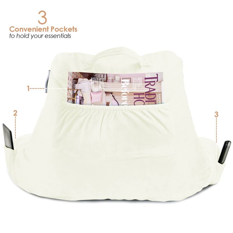 Nestl Memory Foam Reading Pillow with Backrest, Arms and Pockets