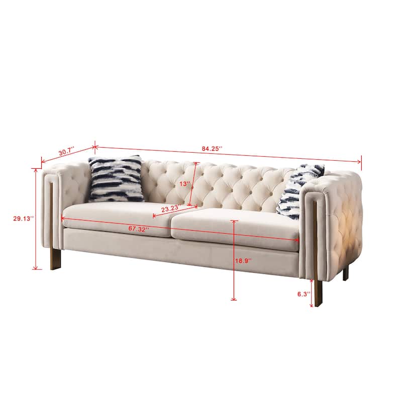 Chesterfield Modern Tufted Velvet Living Room Sofa