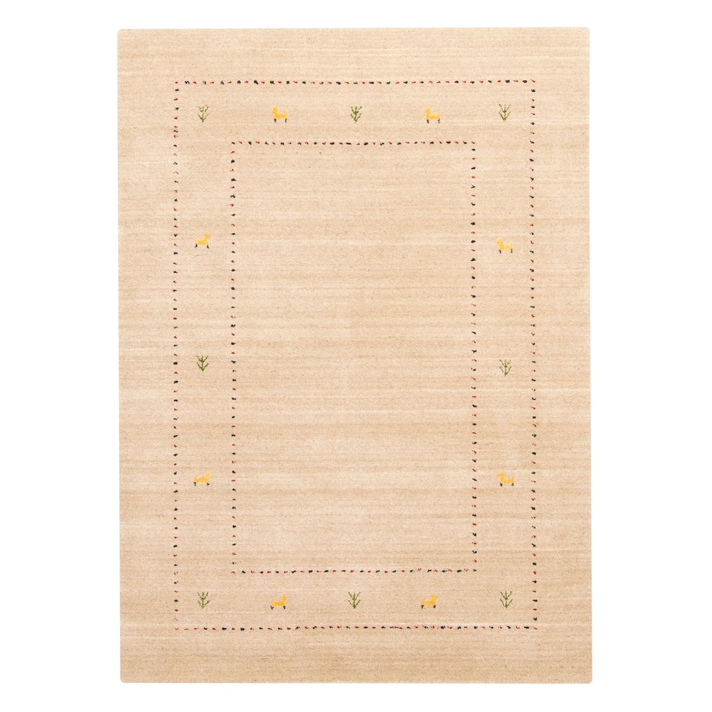 ECARPETGALLERY Hand Loomed Kashkuli Gabbeh Tan Wool Rug - 4'1 x 5'8