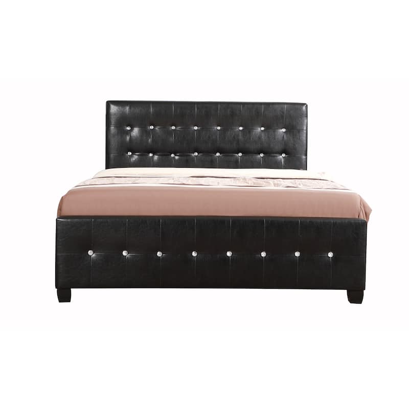Diamond Jewel Tufted Faux Leather Bed
