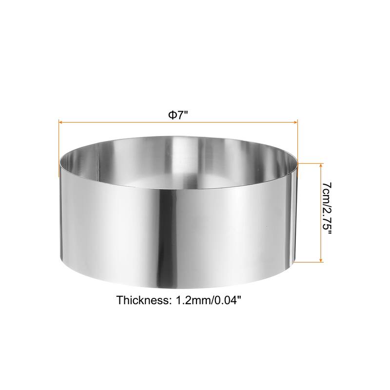 Round Cake Ring Stainless Steel Pastry Mousse Dessert Ring - 7 x 2.75 Inch