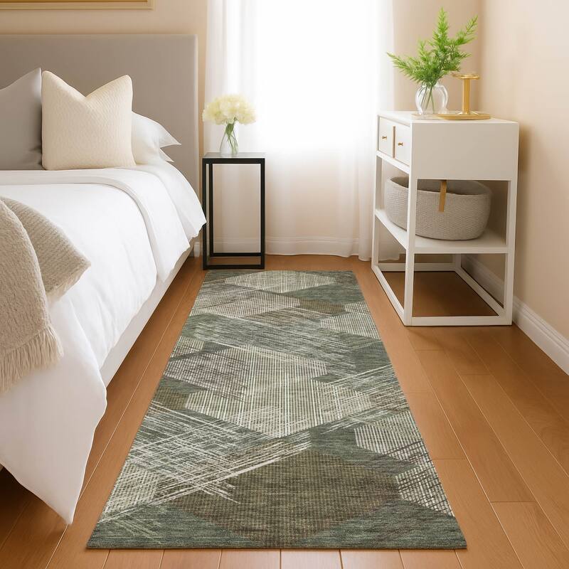 Machine Washable Indoor/ Outdoor Modern Hotchkiss Chantille Rug