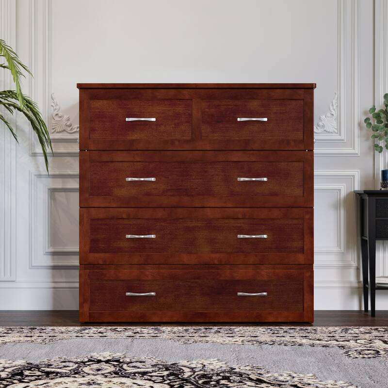 AFI Northfield Murphy Bed Chest with 6" Mattress, Storage Drawer & Built-In Charger