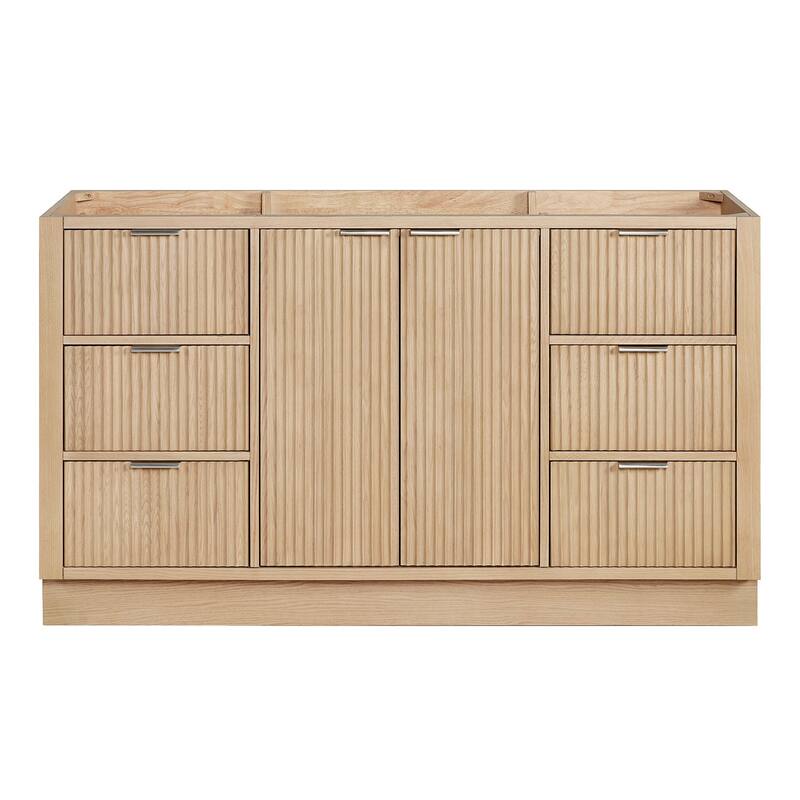 Ariel P60-BC Milan 60" Single Free Standing Vanity Cabinet Only - Oak / Brushed Nickel