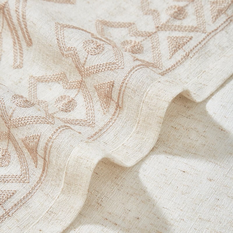 Vintage Farmhouse Curtains Boho Embroidered, 2 Panels