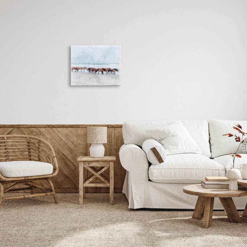 Stupell Horse Herd Grazing Beach Shore Canvas Wall Art by Lil' Rue