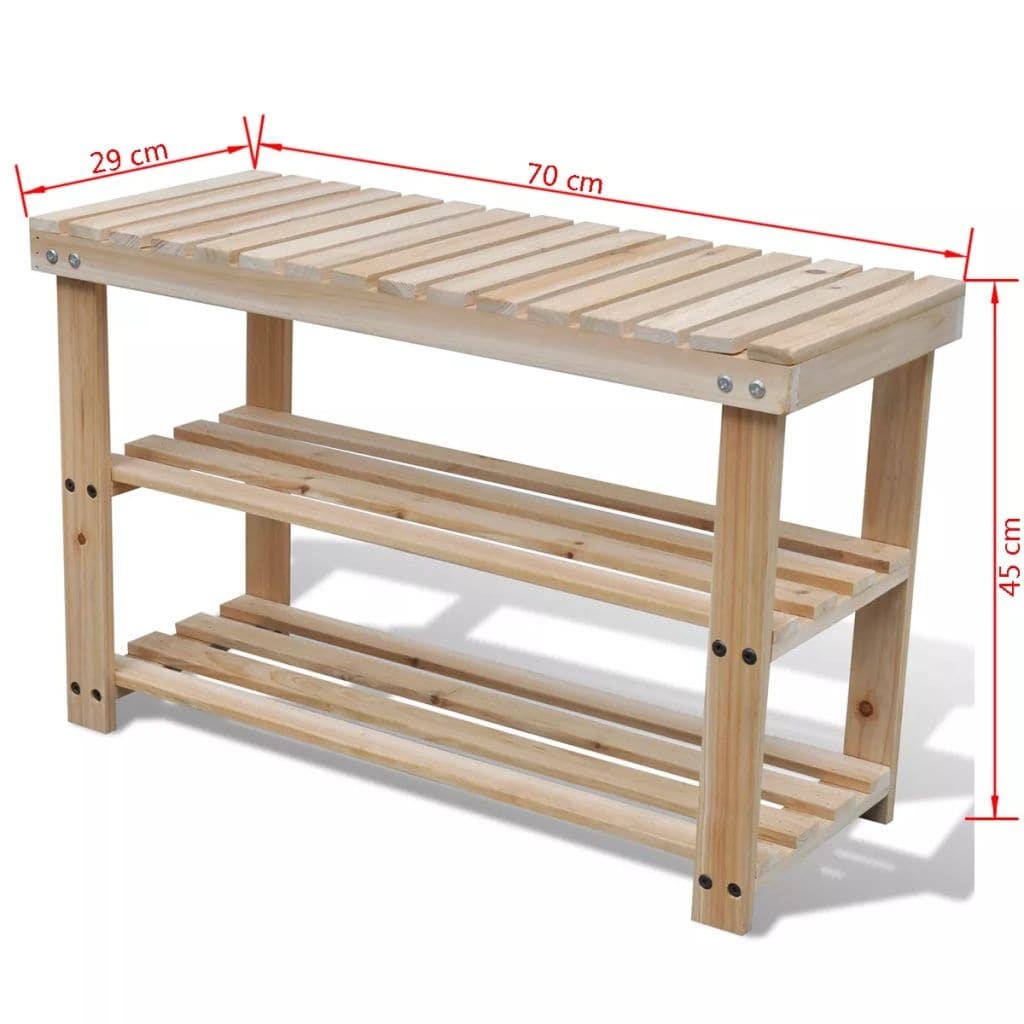 Shop Vidaxl 2 In 1 Shoe Rack With Bench Top Solid Fir Wood Overstock 26390149