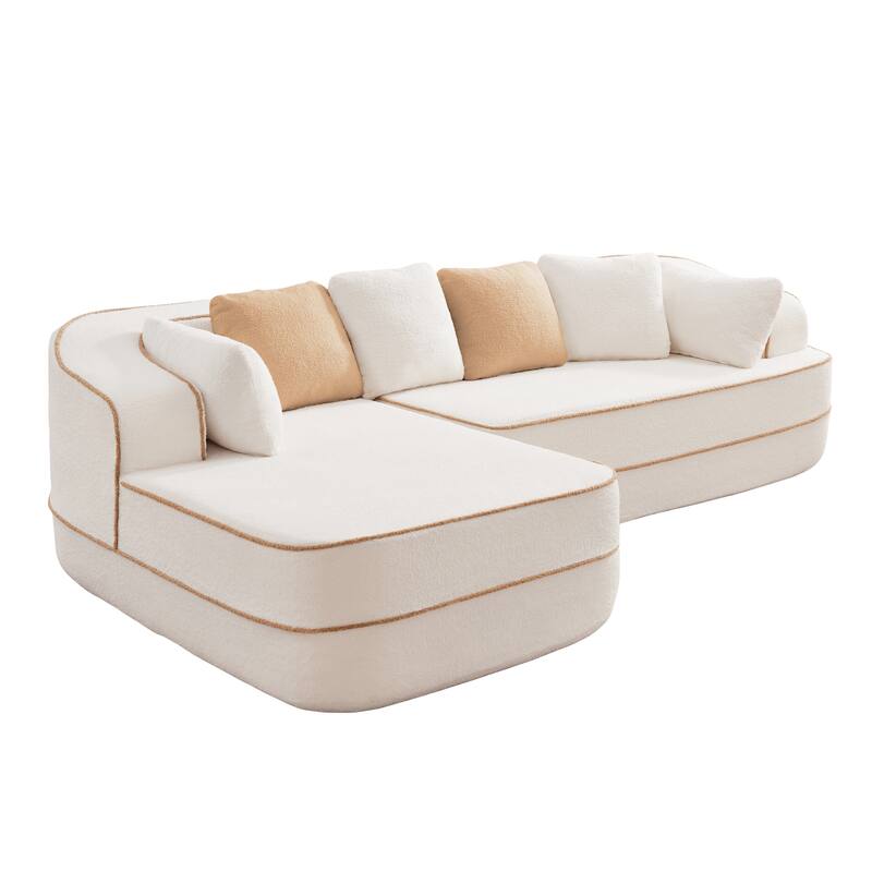 GDF Studio - Beckley 160" Modern Teddy Upholstered Boneless Sofa with Left L-Shaped Chaise, Contrast Color Design
