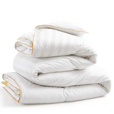 All Season White Goose Down Comforter with 500 Thread Count Cotton Cover