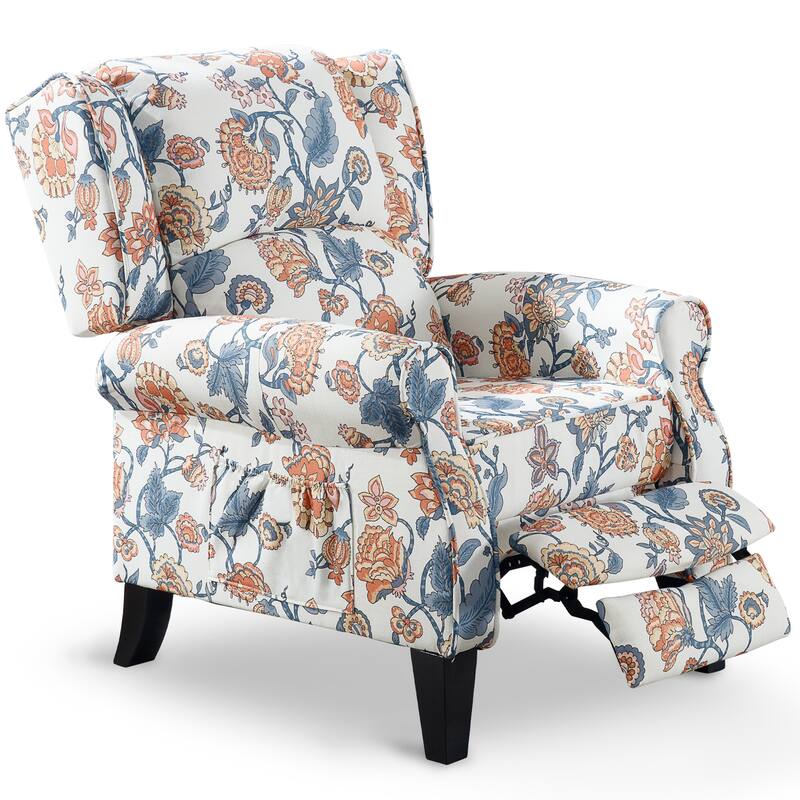 HOMYKA Polyested Upholstered Pushback Recliner Accent Chair Wingback Armchair