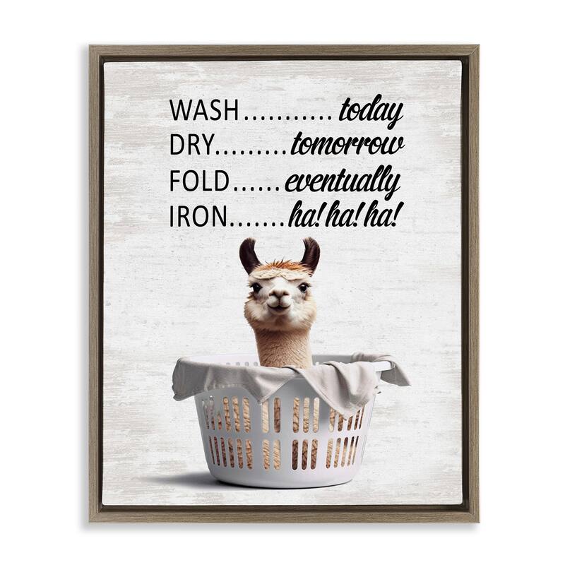 Stupell Funny Laundry Timing Framed Floater Canvas Wall Art Design By Lettered and Lined - 25 x 31 - Brown