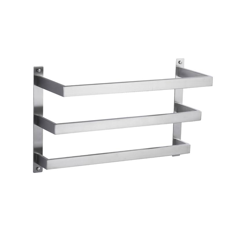 WOWOW Modern Wall-Mounted Stainless Steel Tiered Three-Tier Towel Rack - 20 in. - Brushed Nickel