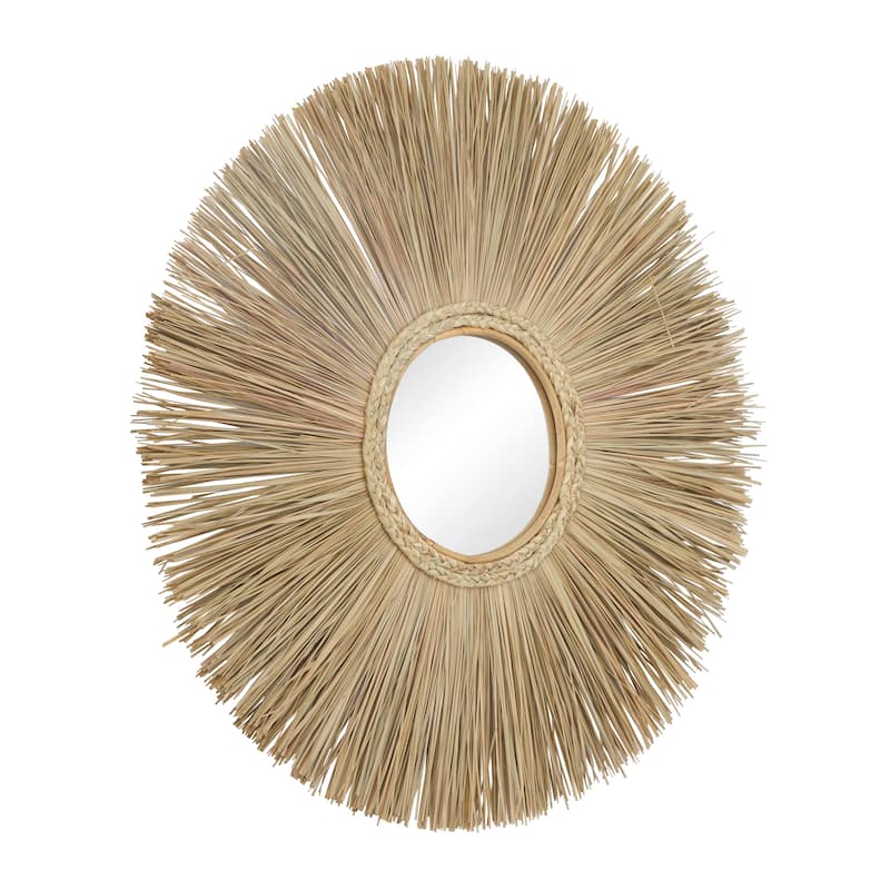 Wood Starburst Wall Mirror - Brown - Roche River Decor - 2"W x 32"L x 32"H