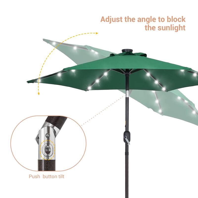 LIVOOSUN Patio 7.5 Feet Market Solar LED Light Umbrella