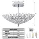 preview thumbnail 5 of 11, Chrome Bowl-shaped Crystal Flush Mount Ceiling Fixture Chandelier - 11.8x11.8x8.7"