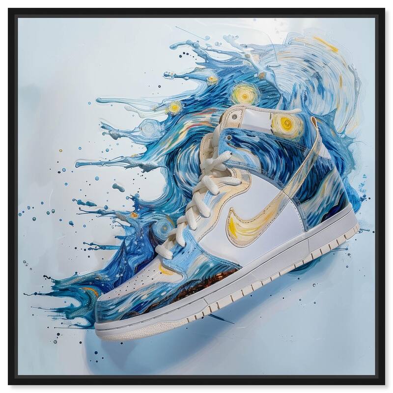 Starry Night Sneaker Splash Canvas by Art Remedy - Black - 24" x 24"