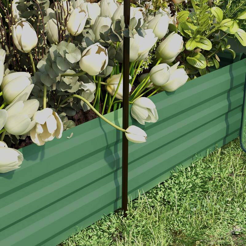 Outsunny Galvanized Raised Garden Bed with Crop Cage Plant Protection Net and Shade Cloth, Metal Planter Box