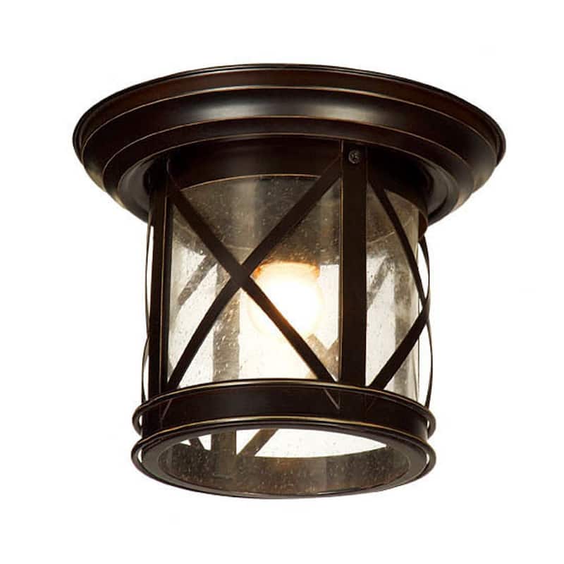 AA Warehousing 1 Light Outdoor Ceiling Mounted light in Sandy Black Finish