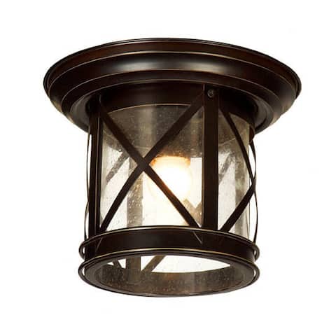 AA Warehousing 1 Light Outdoor Ceiling Mounted light in Sandy Black Finish