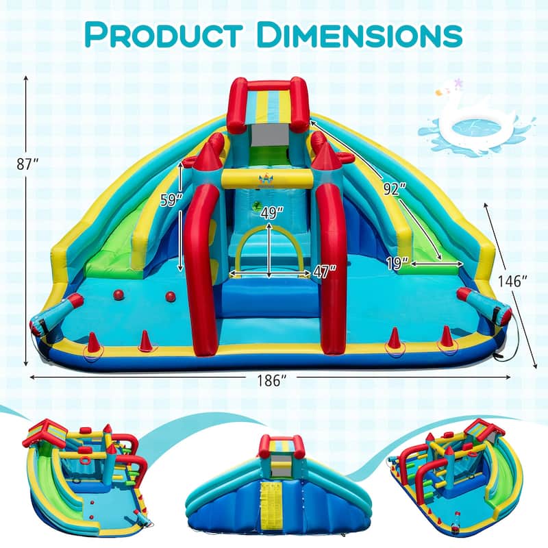 Inflatable Outdoor Kids Water Slide with Slides Bounce Area Shooting Games and Obstacle Challenges