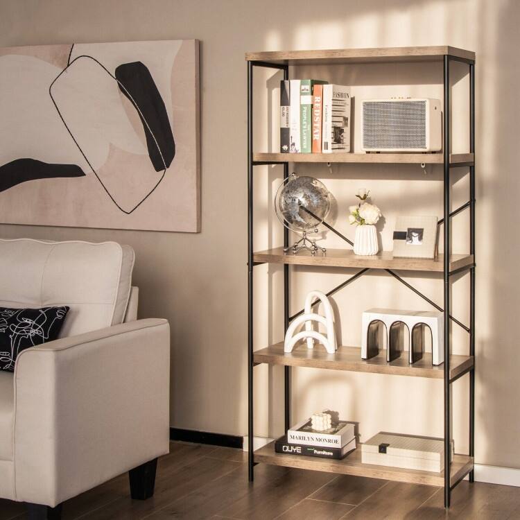 Multipurpose Open Bookcase Industrial Rack Storage Shelf - 31" x 14" x 63" (L x W x H)