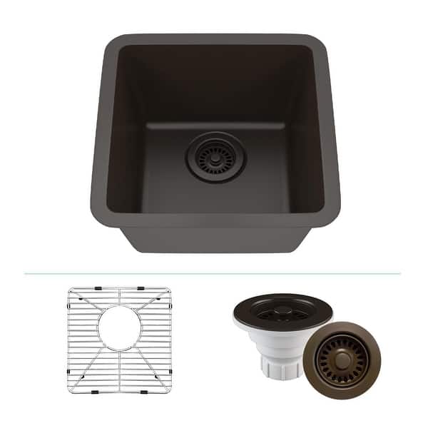 slide 2 of 46, 15" x 15" Quartz Single Bowl Drop-In Granite Composite Sink - 15"x15"