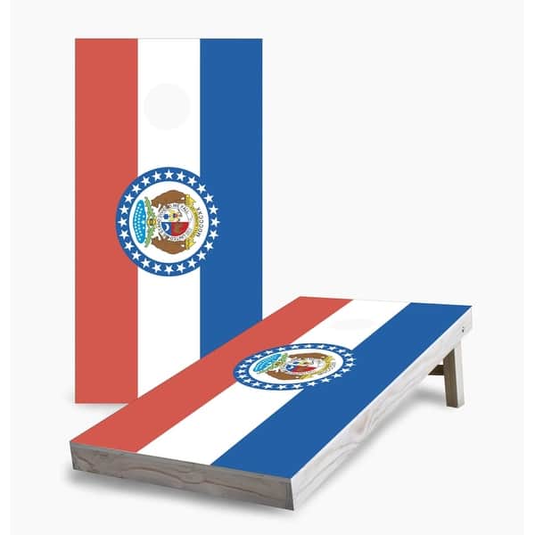 slide 2 of 7, Missouri State Flag Regulation 2x4 Cornhole Game Set 2x4 Boards (24" x 48") - Include ALL Accessories