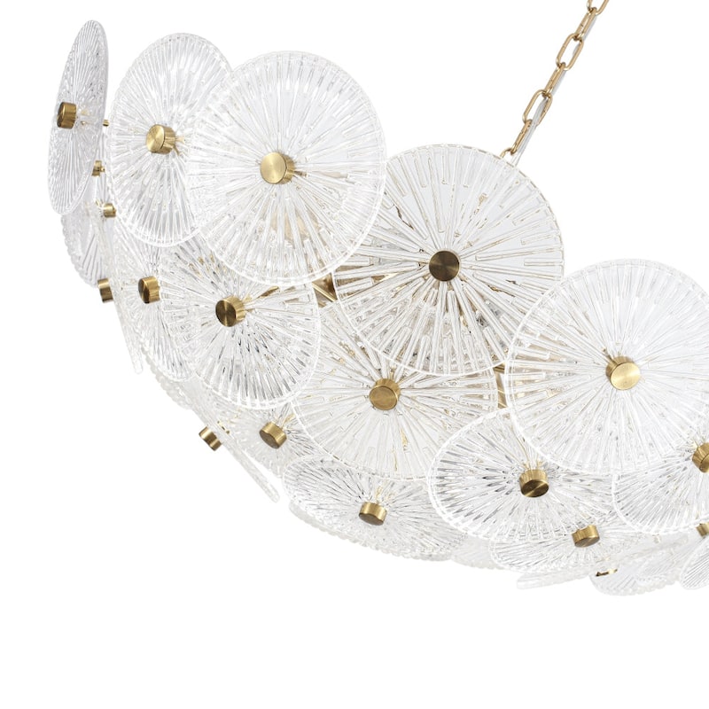 Glam 9-Light Tiered Clear Art Glass Round Basin Chandelier 28in