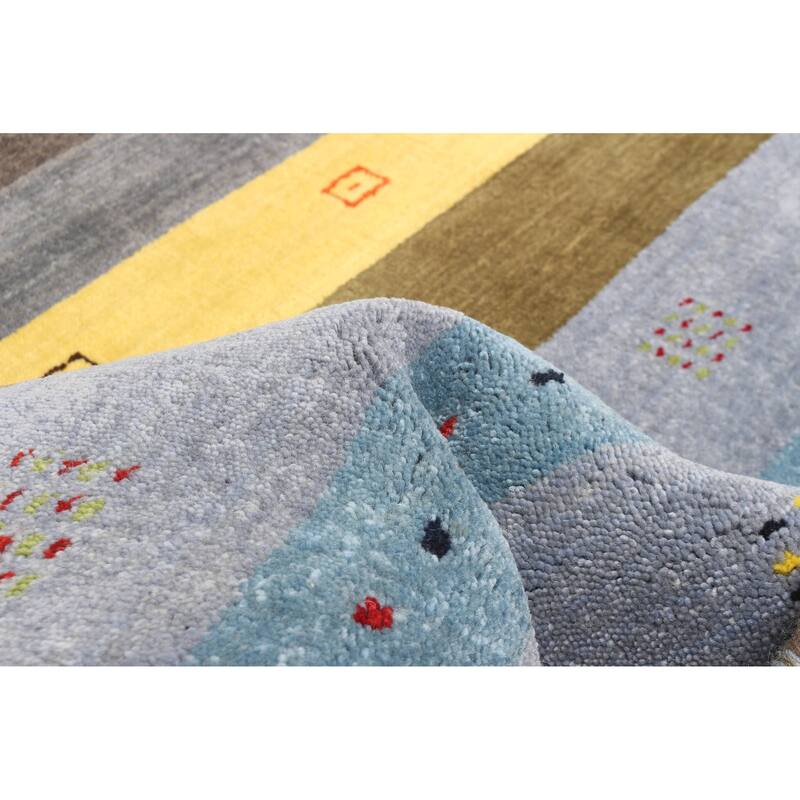 ECARPETGALLERY Hand Loomed Kashkuli Gabbeh Light Denim Blue Wool Rug - 3'1 x 4'9