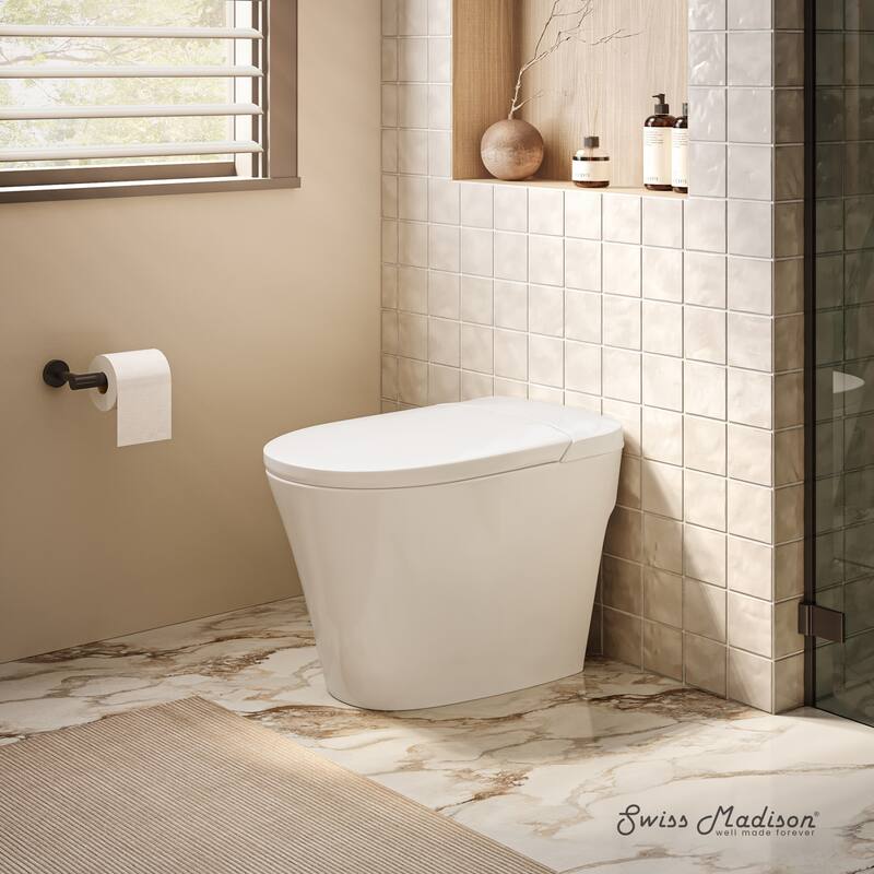 Hugo H Power Flush Tankless Toilet 7" Back Outlet 1 Gpf Non-Electric Toilet With Integrated Tank In Glossy White