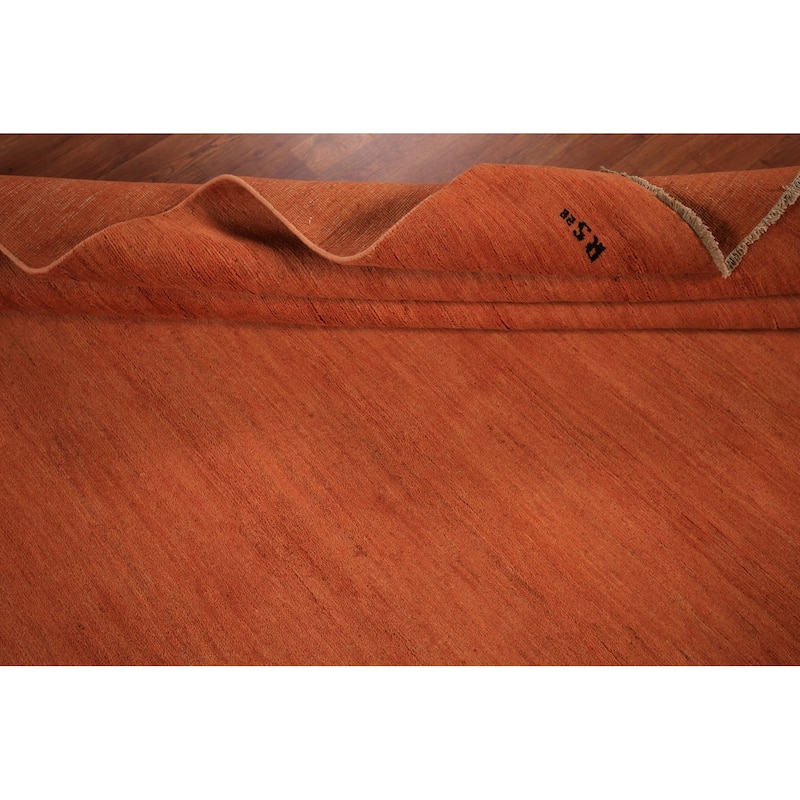 Orange Gabbeh Modern Area Rug Hand-Knotted Bedroom Wool Carpet - 6'6" x 9'7"