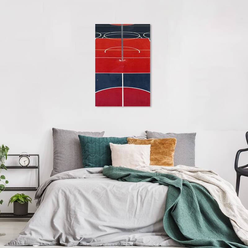 Wynwood Studio Canvas Abstract Geometric Court Blue and Modern & Contemporary Wall Art Canvas Print - 36 x 24