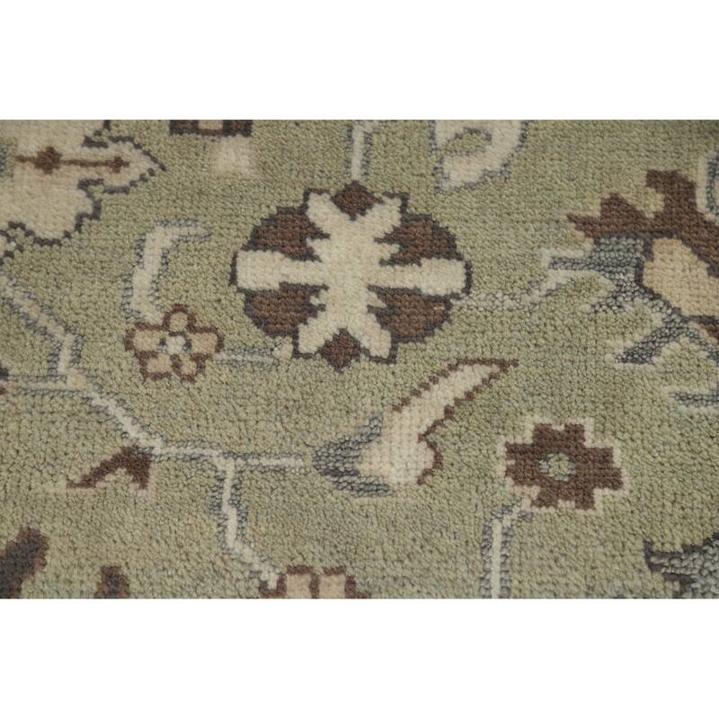 Green Floral Oushak Indian Area Rug Handmade Wool Carpet - 8'2" x 9'8"
