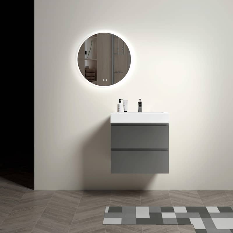 36"/30"/24" Floating Bathroom Vanity with Sink, Wall-Mounted Storage Cabinet