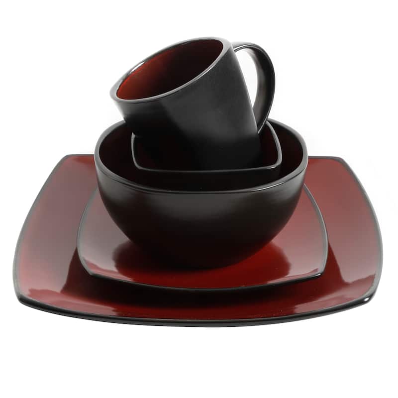 Gibson Soho Lounge Square 40-Piece Dinnerware Set - Red