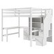 preview thumbnail 4 of 54, Twin/Full Size Loft Bed with Bulit-in L-Shaped Desk and 4 Drawers, Stairway Wooden Loft Bedframe with Open Storage Shelves