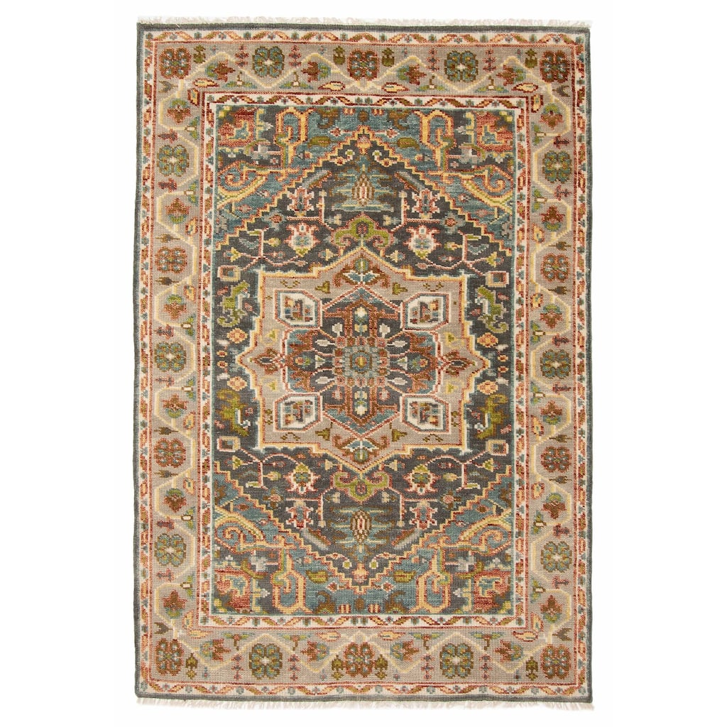 ECARPETGALLERY Hand-knotted Jules Serapi Dark Grey Wool Rug - 5'2 x 7'10