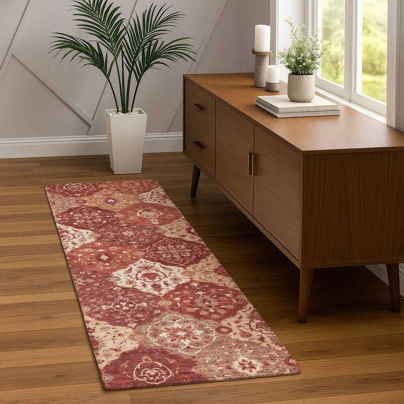 Machine Washable Indoor/ Outdoor Traditional Panel Chantille Rug