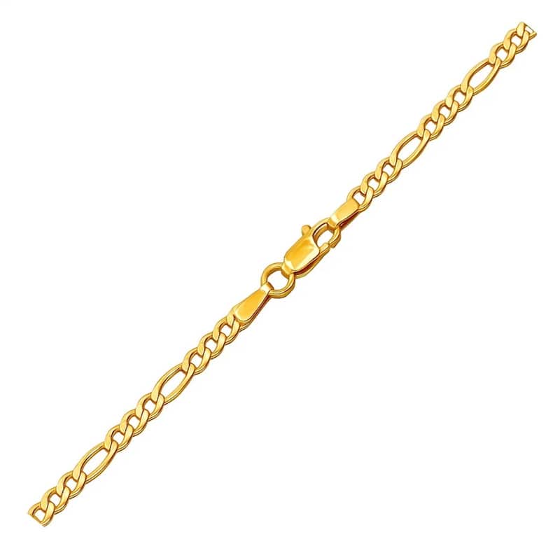 MayaMila 2.8mm 14k Yellow Gold Solid Figaro Bracelet