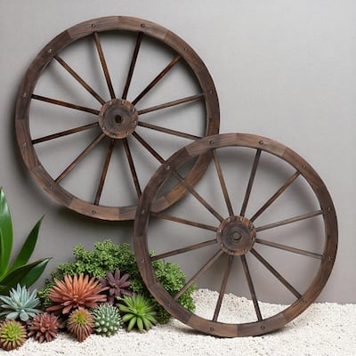 Heritage Rustic Wagon Wheel Trellis Wooden Wall Decor Set of 2