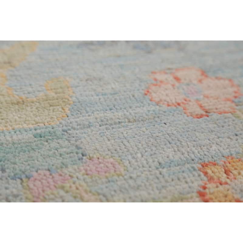 Hand Knotted Oriental 100% Wool Carpet Transitional All-Over Navy Blue & Blues Oushak Area Rug - 9' 11'' X 7' 10''