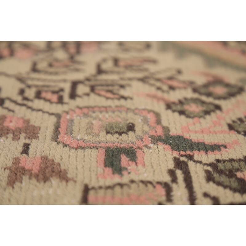 Pink & Beige Floral Tabriz Persian Foyer Rug Handmade Wool Carpet - 3'3"x 4'10"