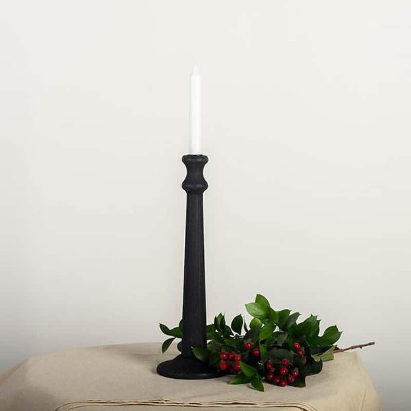 Black Wooden Taper Candle Holder