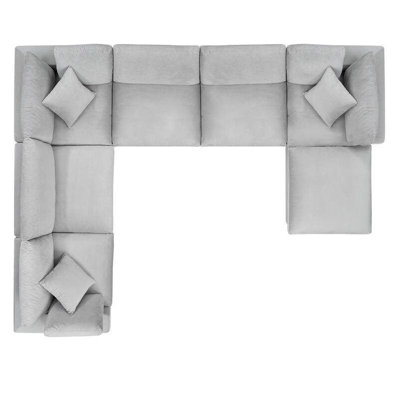 Commix Down Filled Overstuffed Velvet 7-Piece Sectional Sofa