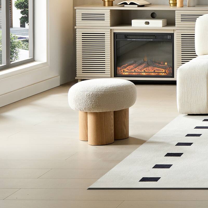 Modern Barrel Teddy Upholstered Mushroom Stool