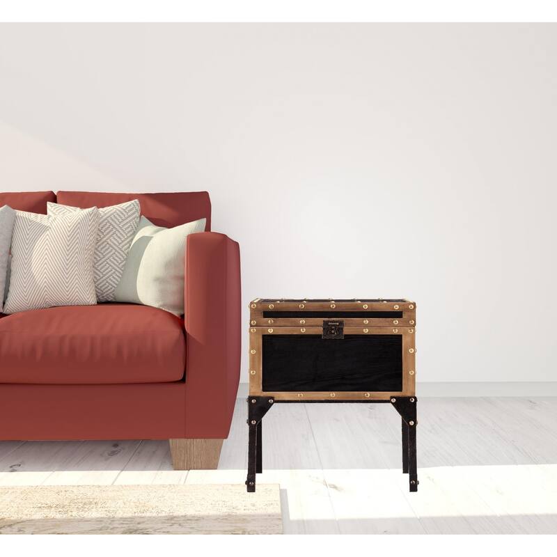 23" Black Manufactured Wood And Iron Square End Table - 20.75x20.75x22.75